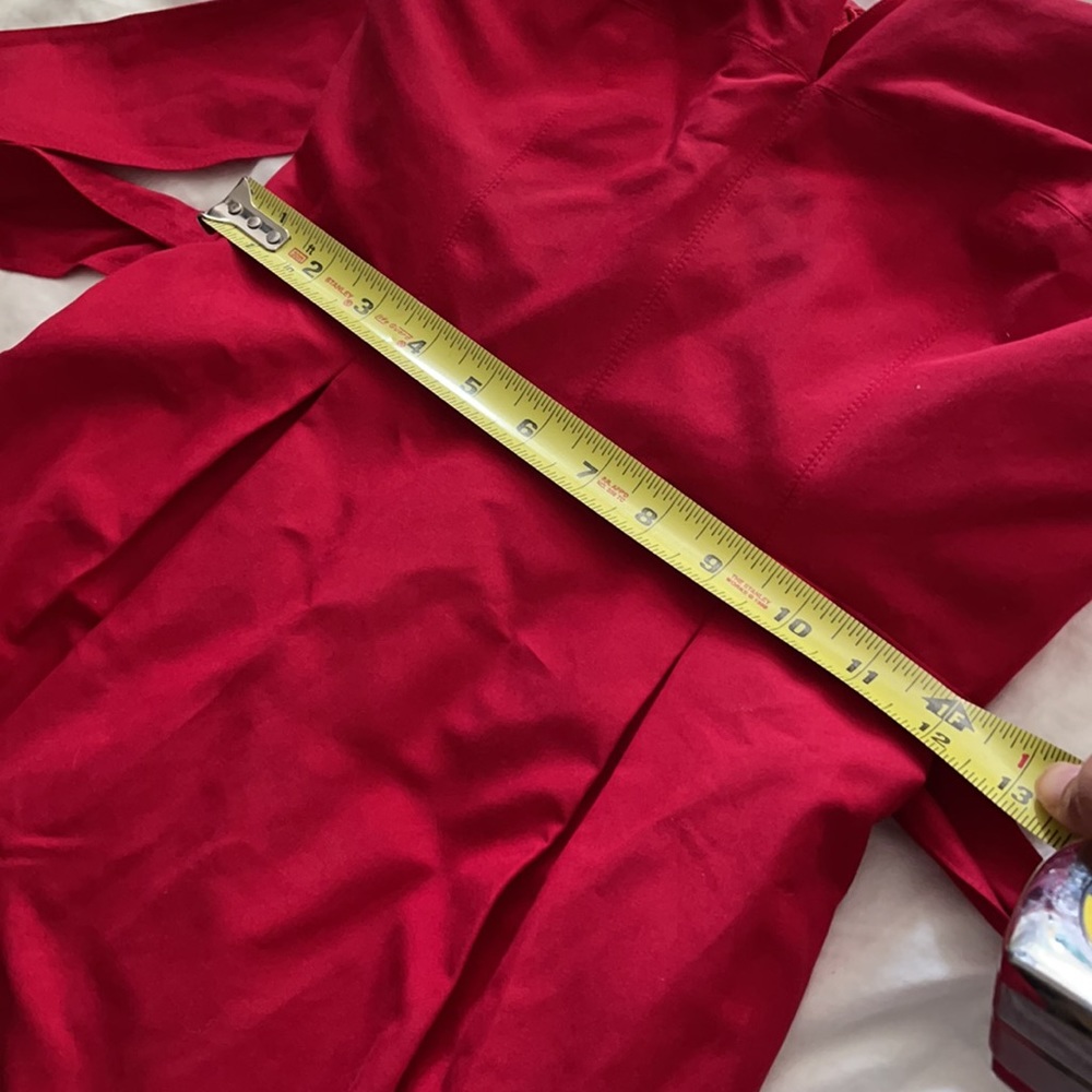 Jcrew RED (not green) Tie-waist strapless dress - Picture 7 of 15